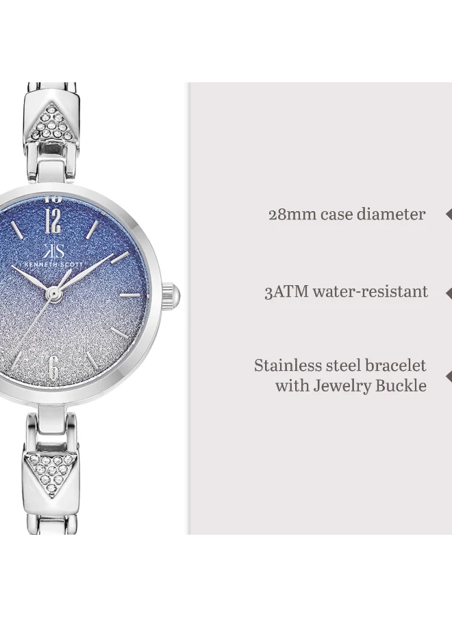 KENNETH SCOTT blue Women's Stainless Steel Analog Watch K23507-SBSL - 28 mm for Women | Best Price UAE